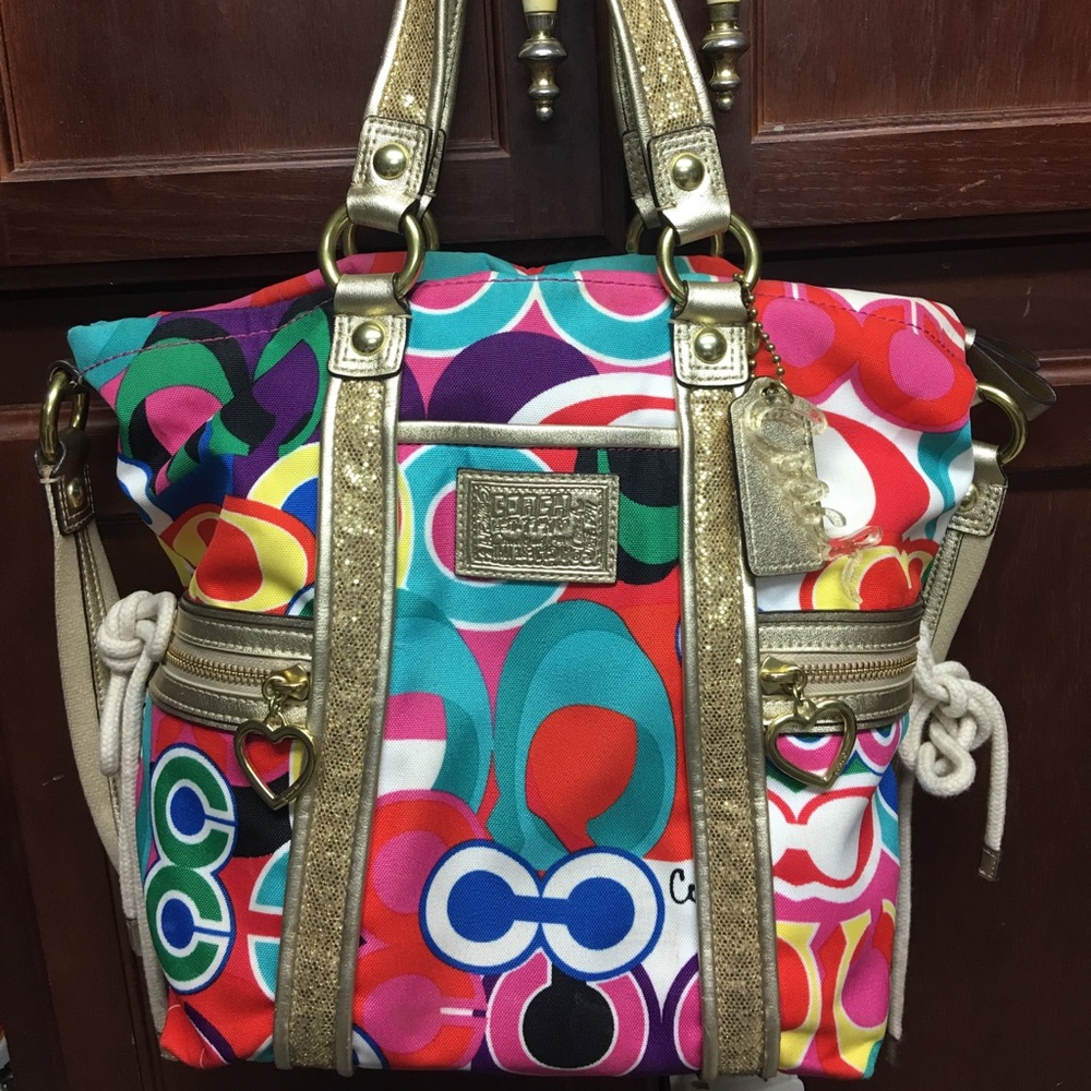 Coach Multicolor Crossbody Bag with Gold Accents
